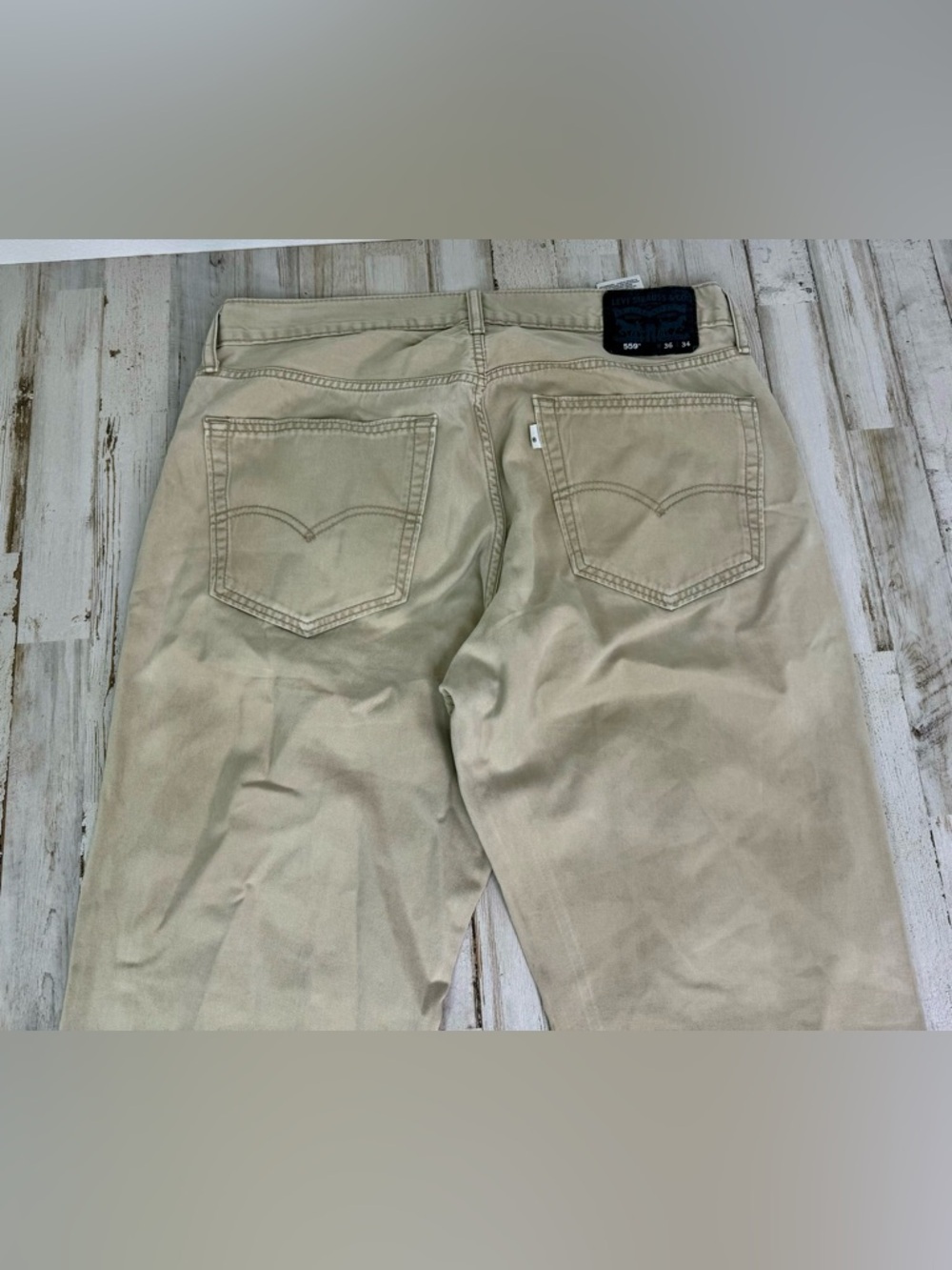 Levis 559 Relaxed Straight 36x33 Jeans 100% Cotton Khaki Tan Mens - Picture 11 of 12